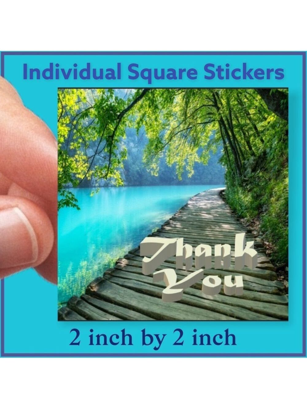 100 (2x2 Inch) Square Stickers, Plitvice Lake, Full Color, High Gloss, Thank You